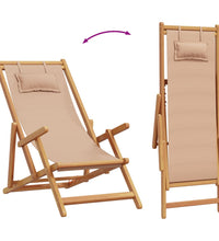 Strandstühle 2 Stk. Klappbar Taupe Stoff und Massivholz