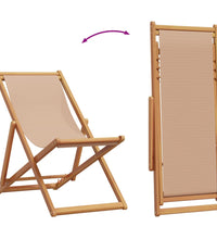 Strandstühle 2 Stk. Klappbar Taupe Stoff und Massivholz