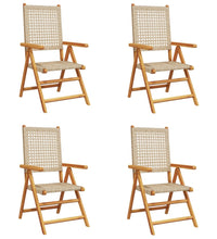 Gartenstuhl Verstellbar 4 Stk. Beige Poly Rattan Massivholz