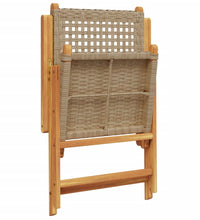 Gartenstuhl Verstellbar 4 Stk. Beige Poly Rattan Massivholz