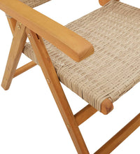 Gartenstuhl Verstellbar 4 Stk. Beige Poly Rattan Massivholz