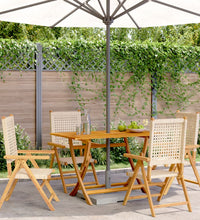 Gartenstuhl Verstellbar 4 Stk. Beige Poly Rattan Massivholz