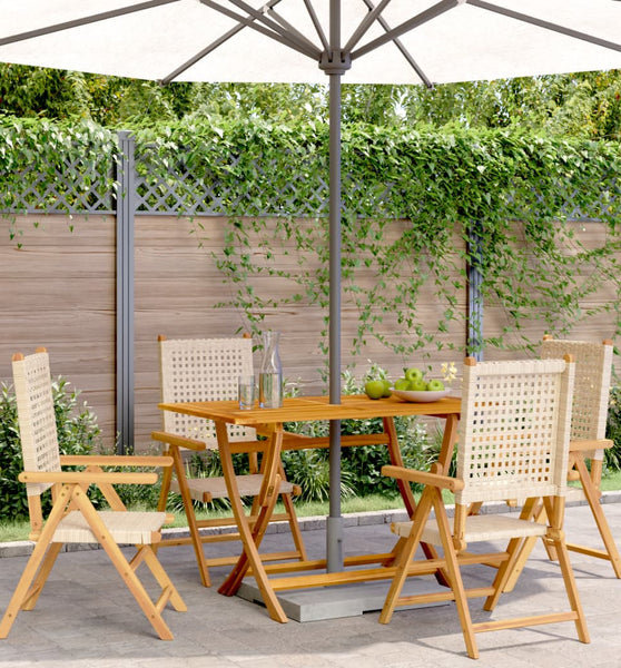 Gartenstuhl Verstellbar 4 Stk. Beige Poly Rattan Massivholz