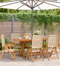 Gartenstuhl Verstellbar 6 Stk. Beige Poly Rattan Massivholz