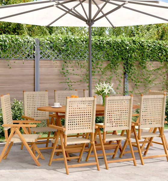 Gartenstuhl Verstellbar 8 Stk. Beige Poly Rattan Massivholz