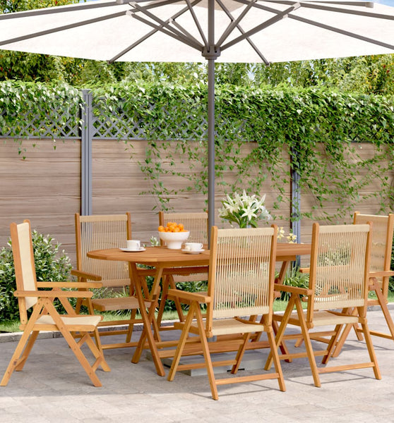 Gartenstuhl Verstellbar 6 Stk. Beige Massivholz Akazie