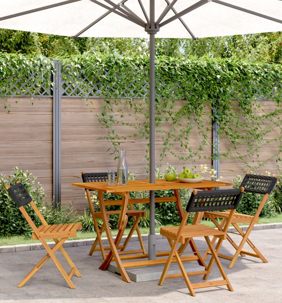 Gartenstühle 4 Stk. Klappbar Schwarz Poly Rattan & Massivholz