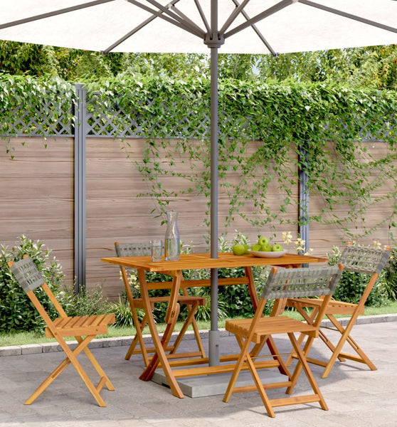 Gartenstühle 4 Stk. Klappbar Grau Poly Rattan & Massivholz