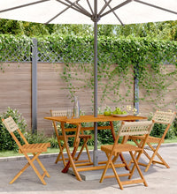 Gartenstühle 4 Stk. Klappbar Beige Poly Rattan & Massivholz