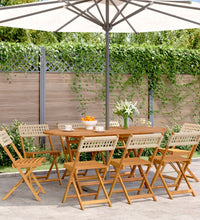 Gartenstühle 8 Stk. Klappbar Beige Poly Rattan & Massivholz