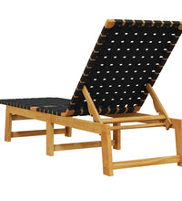 Sonnenliegen 2 Stk. Schwarz Massivholz Akazie und Stoff