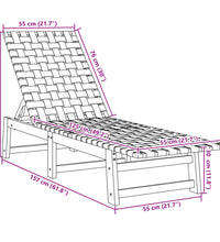 Sonnenliegen 2 Stk. Schwarz Massivholz Akazie und Stoff