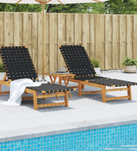 Sonnenliegen 2 Stk. Schwarz Massivholz Akazie und Stoff