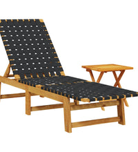 Sonnenliege mit Tisch Schwarz Massivholz Akazie und Stoff