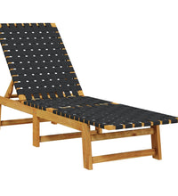 Sonnenliege mit Tisch Schwarz Massivholz Akazie und Stoff