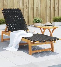 Sonnenliege mit Tisch Schwarz Massivholz Akazie und Stoff