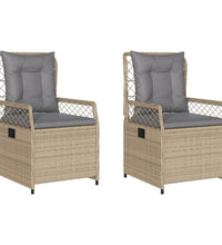 Gartensessel 2 Stk. Verstellbar Beige Poly Rattan