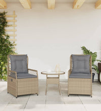 Gartensessel 2 Stk. Verstellbar Beige Poly Rattan