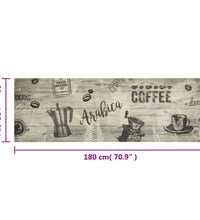 Küchenteppich Waschbar Kaffee Grau 60x180 cm Samt