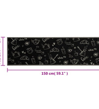 Küchenteppich Waschbar Morning Schwarz 45x150 cm Samt