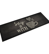 Küchenteppich Waschbar Tasse Schwarz 60x180 cm Samt