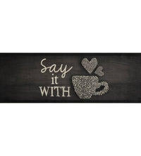 Küchenteppich Waschbar Tasse Schwarz 60x180 cm Samt