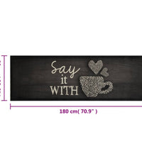 Küchenteppich Waschbar Tasse Schwarz 60x180 cm Samt
