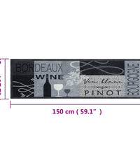 Küchenteppich Waschbar Wein Grau 45x150 cm Samt