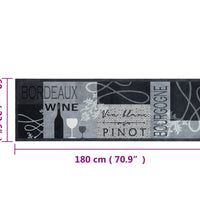 Küchenteppich Waschbar Wein Grau 60x180 cm Samt