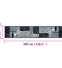 Küchenteppich Waschbar Wein Grau 60x300 cm Samt