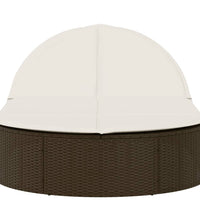 Doppel-Sonnenliege mit Auflagen Braun Poly Rattan