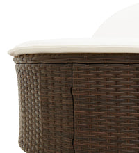 Doppel-Sonnenliege mit Auflagen Braun Poly Rattan