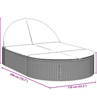 Doppel-Sonnenliege mit Auflagen Braun Poly Rattan