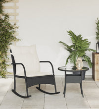 Garten-Schaukelstuhl mit Kissen Schwarz Poly Rattan