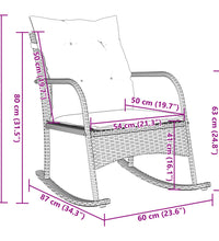 Garten-Schaukelstuhl mit Kissen Schwarz Poly Rattan