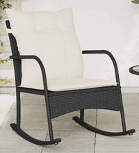 Garten-Schaukelstuhl mit Kissen Schwarz Poly Rattan