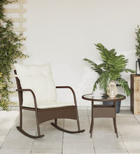 Garten-Schaukelstuhl mit Kissen Braun Poly Rattan