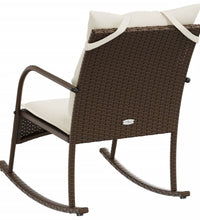 Garten-Schaukelstuhl mit Kissen Braun Poly Rattan