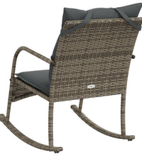 Garten-Schaukelstuhl mit Kissen Grau Poly Rattan