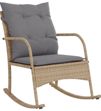 Garten-Schaukelstuhl mit Kissen Beige Poly Rattan