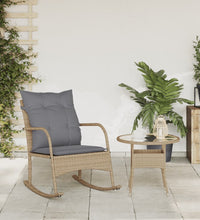 Garten-Schaukelstuhl mit Kissen Beige Poly Rattan