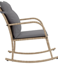 Garten-Schaukelstuhl mit Kissen Beige Poly Rattan