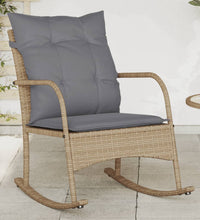 Garten-Schaukelstuhl mit Kissen Beige Poly Rattan