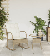 Garten-Schaukelstuhl mit Kissen Beige Poly Rattan