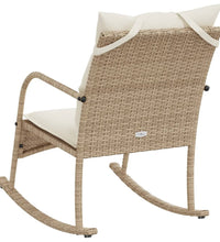 Garten-Schaukelstuhl mit Kissen Beige Poly Rattan