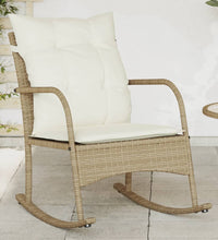 Garten-Schaukelstuhl mit Kissen Beige Poly Rattan