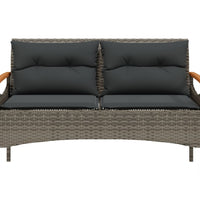 4-tlg. Garten-Sofagarnitur mit Kissen Grau Poly Rattan