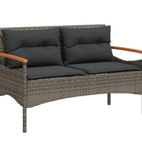4-tlg. Garten-Sofagarnitur mit Kissen Grau Poly Rattan