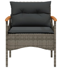 4-tlg. Garten-Sofagarnitur mit Kissen Grau Poly Rattan