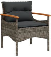 4-tlg. Garten-Sofagarnitur mit Kissen Grau Poly Rattan